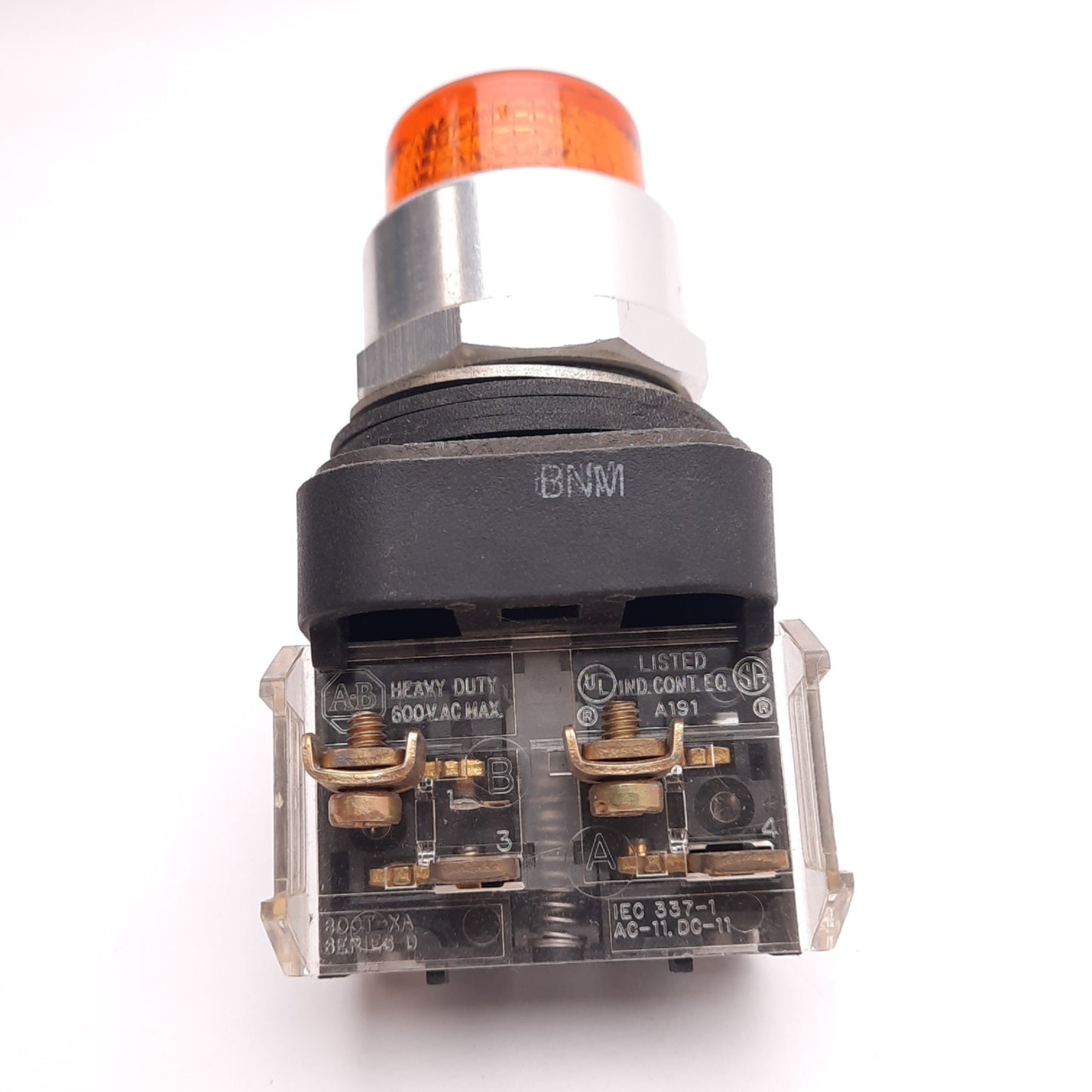 Used Allen Bradley 800T-PB16 Amber Illuminated Pushbutton, ø30mm, 1NC 1NO, 600V 10A
