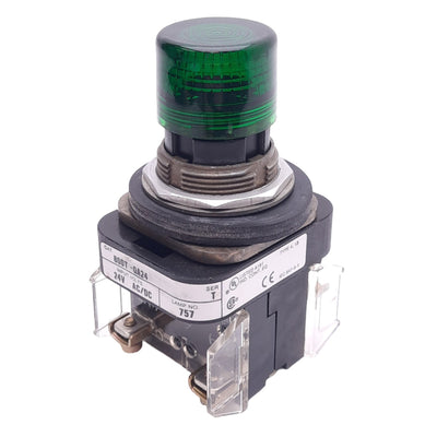 Used Allen Bradley 800T-QA24 Green Illuminated Pushbutton, ø30mm, 1NC 1NO, 600V 10A