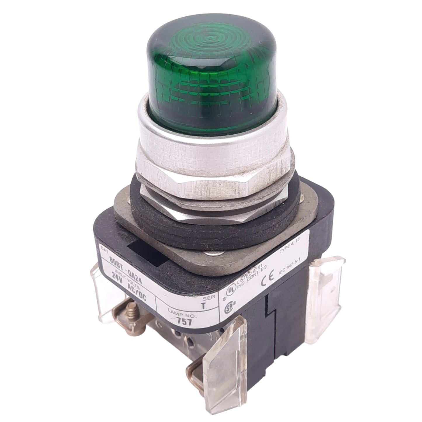 Used Allen Bradley 800T-QA24G Green Illuminated Pushbutton, ø30mm, 1NC 1NO, 600V 10A