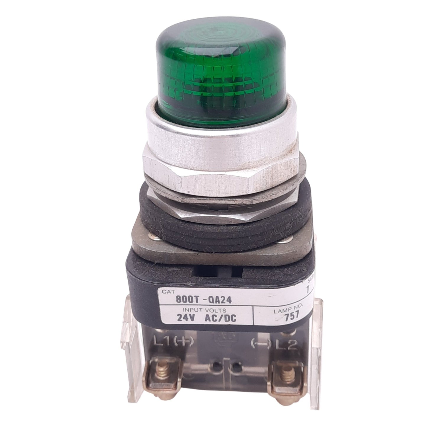 Used Allen Bradley 800T-QA24G Green Illuminated Pushbutton, ø30mm, 1NC 1NO, 600V 10A
