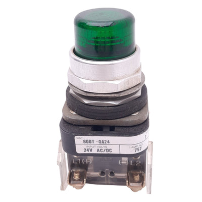 Used Allen Bradley 800T-QA24G Green Illuminated Pushbutton, ø30mm, 1NC 1NO, 600V 10A
