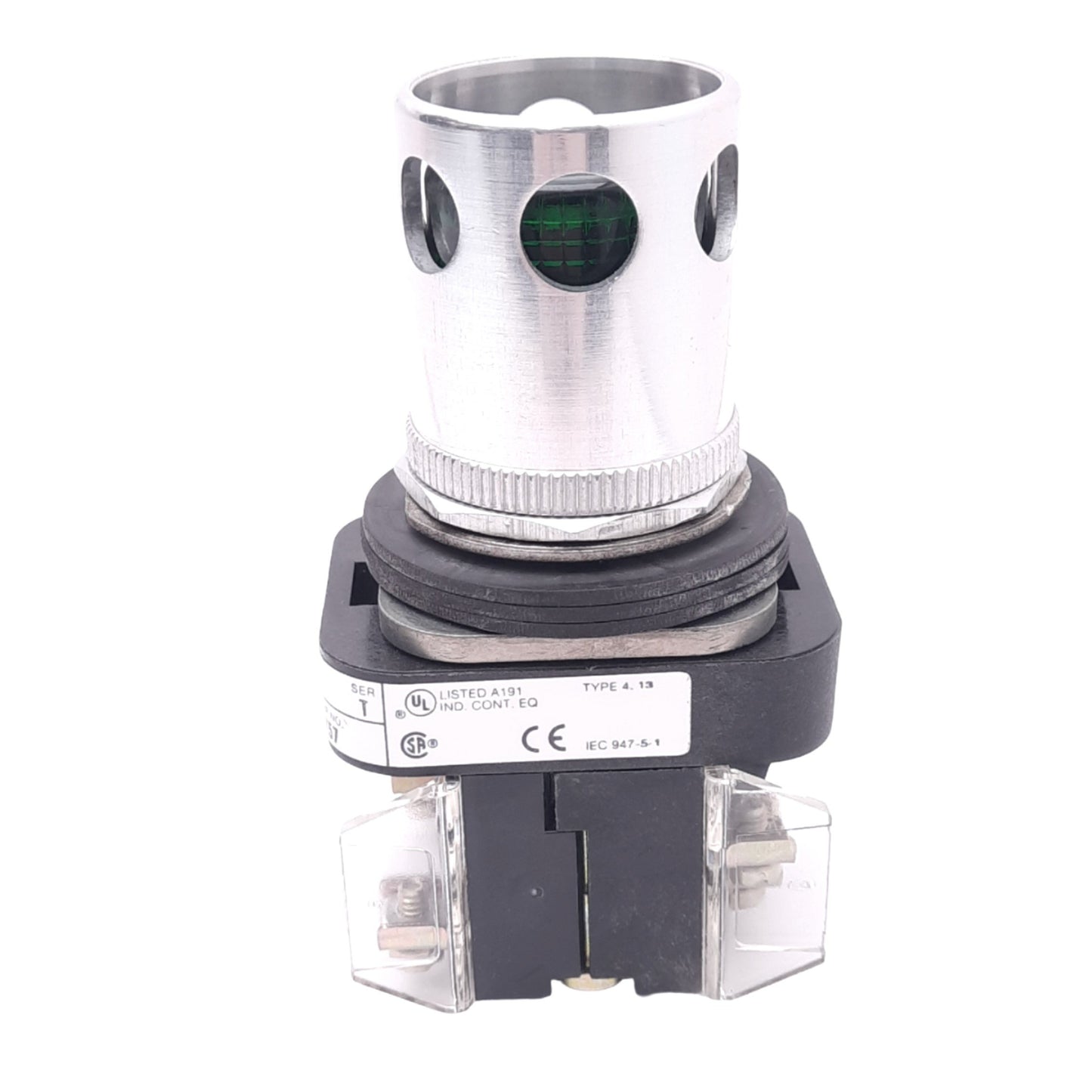 Used Allen Bradley 800T-QA24G Illuminated Pushbutton w/ Guard, ø30mm 1NC+1NO 600V 10A