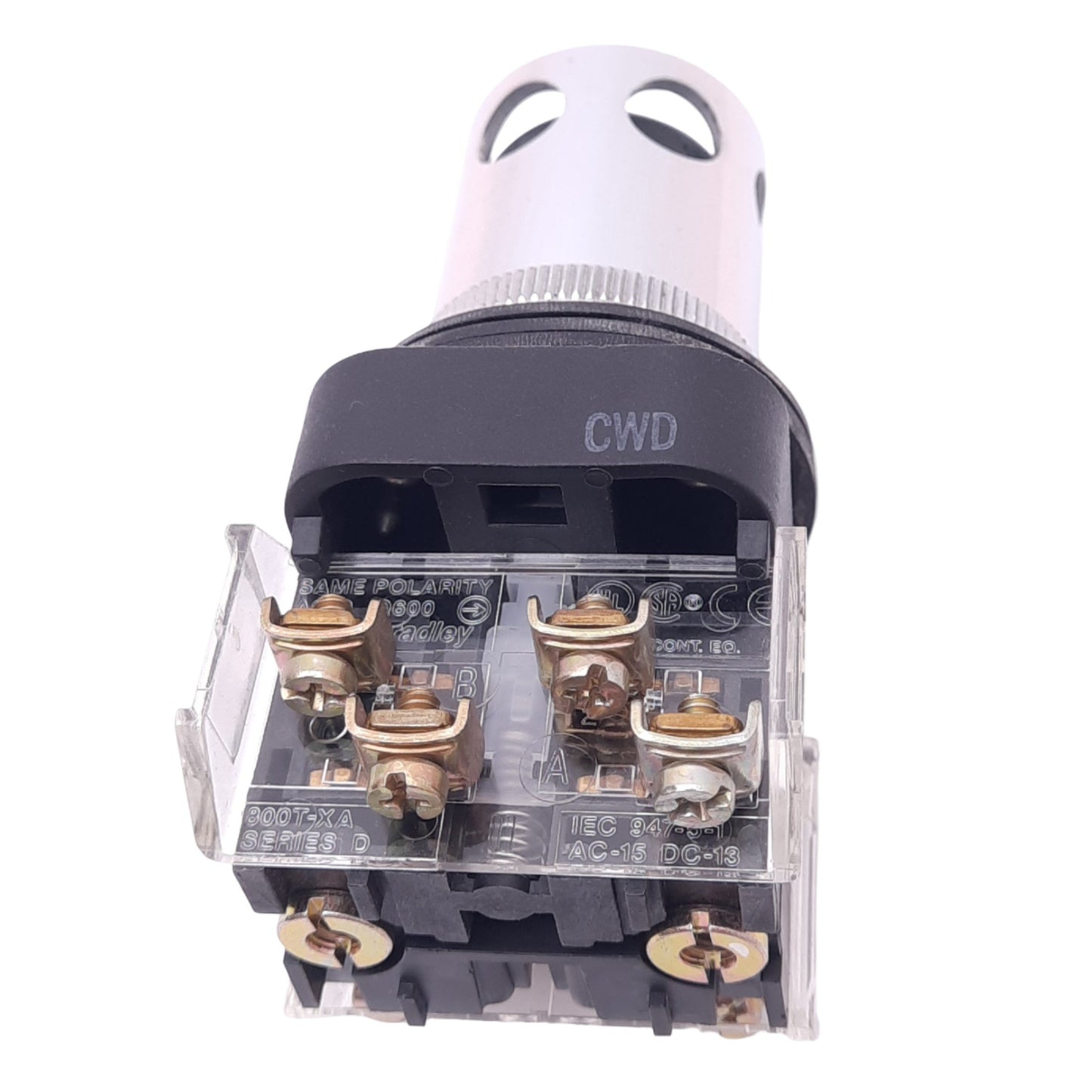 Used Allen Bradley 800T-QA24G Illuminated Pushbutton w/ Guard, ø30mm 1NC+1NO 600V 10A