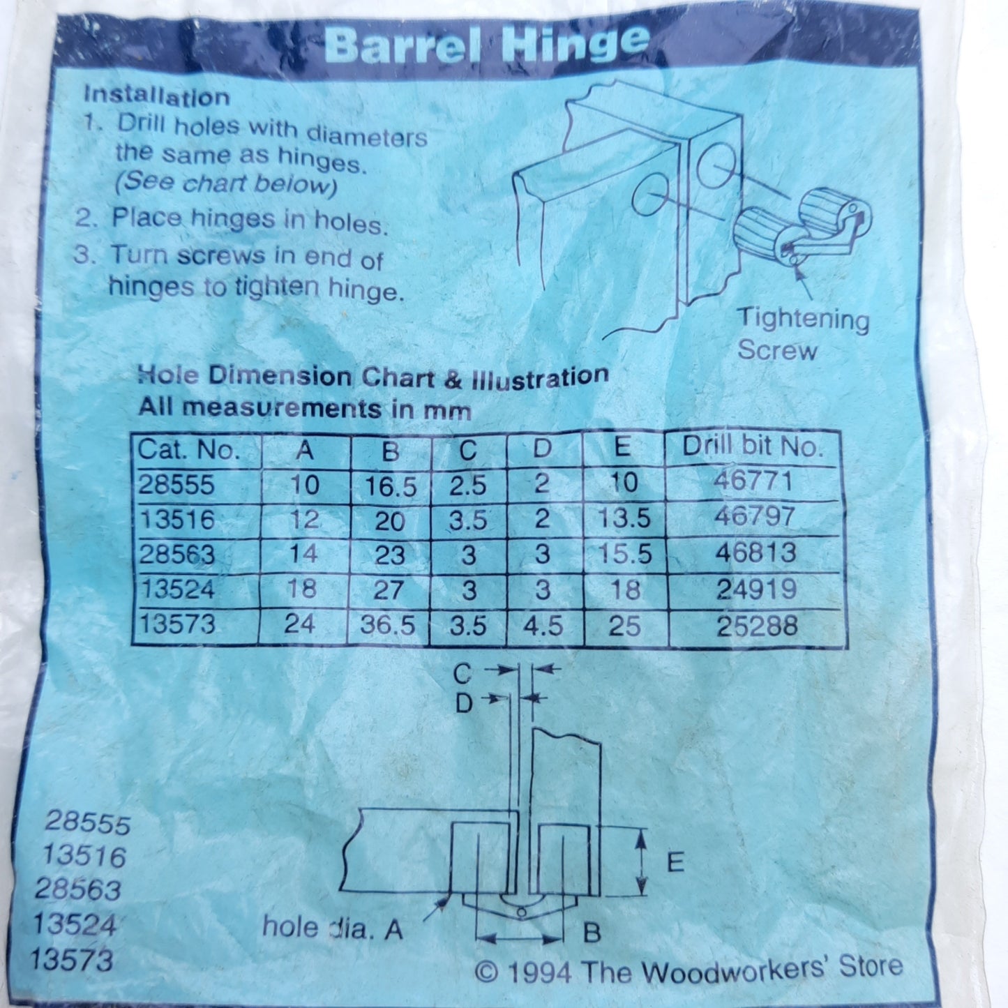 New Lot of 2 Bags Rockler 13516 Barrel Hinge Brass 12mm For Min. 5/8" Wood Thickness