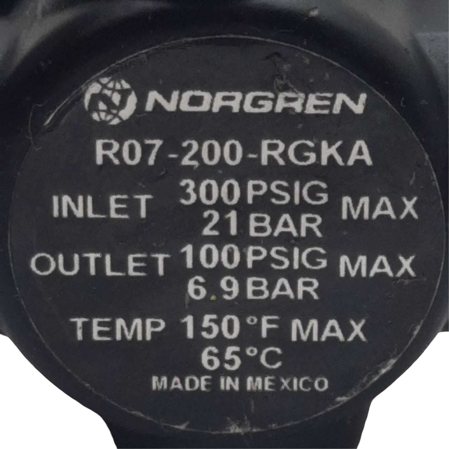 Used Norgren R07-200-RGKA Pressure Regulator, 300psi In, 100psi Out, 15scfm, 1/4" PTF