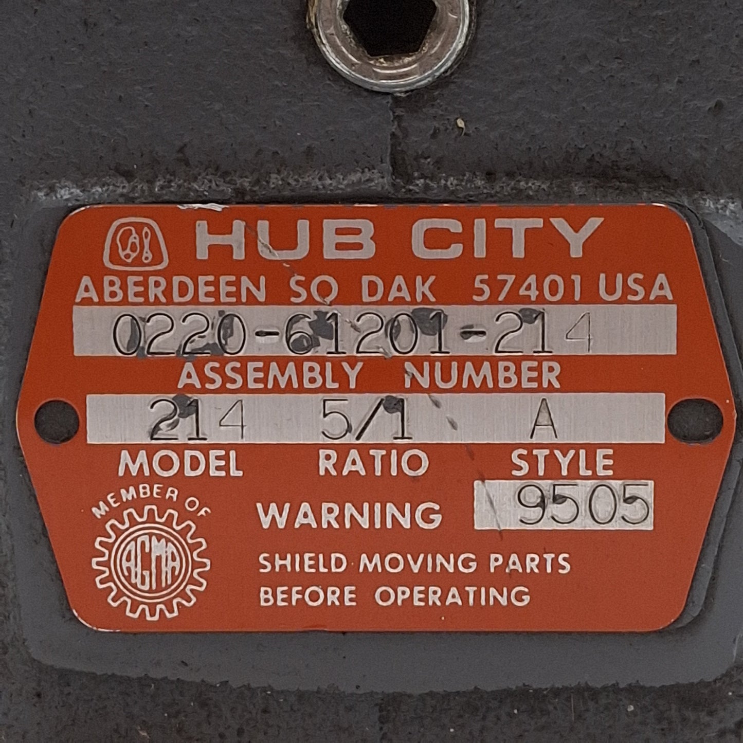Used Hub City 0220-6120-214 Speed Reducer, 5:1, ø5/8in Bore, ø7/8in Shaft, 56C Frame