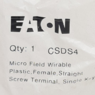 New Eaton CSDS4 Connector, 4-Pin M12 Micro Straight Female, 13A 600VAC, 18-24AWG