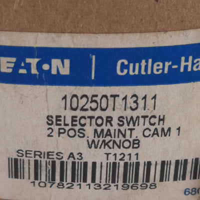 New Eaton 10250T1311 Selector Switch Operator, 2-Position Maintained, Cam-1, 30mm
