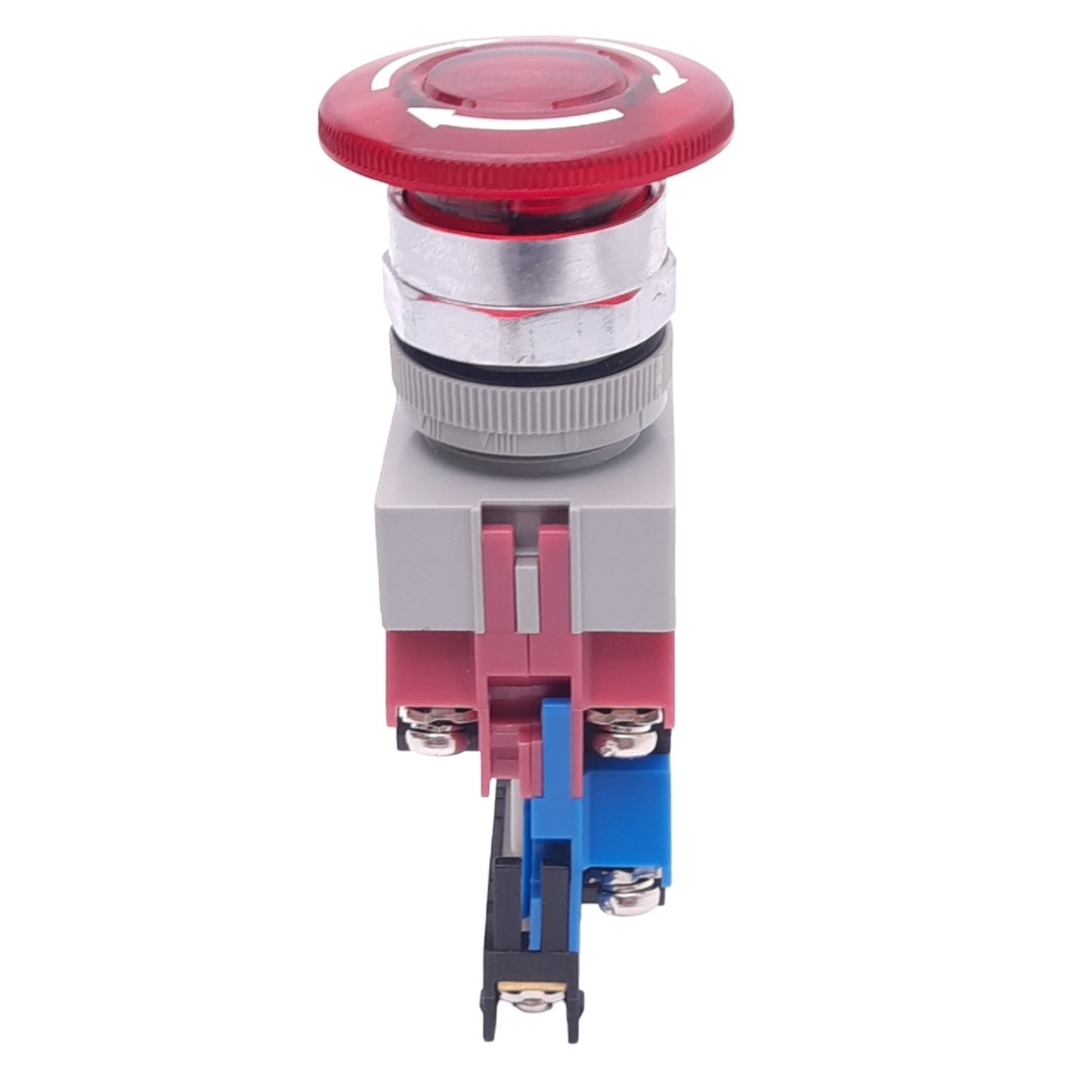 Used IDEC AVLW49902D-R-24V Illuminated Push/Twist E-Stop, ø22mm, 2NC 1NO, 24V Lamp