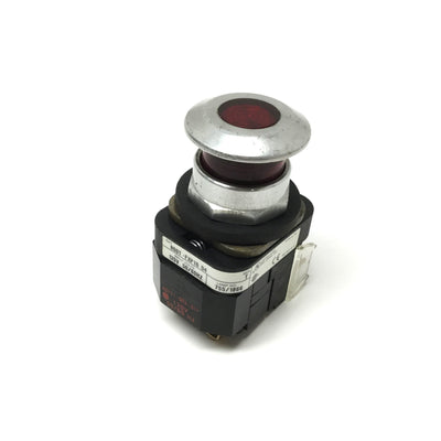Used Allen Bradley 800T-FXP16D4 Illuminated Red E-Stop Button, Push-Pull, 120VAC, 1NC