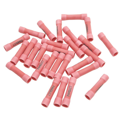 New Lot of 30 Panduit Butt Splice Connector Red, 1.03in, Vinyl, 18AWG - 22AWG