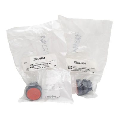 New Lot of 2 Telemecanique ZB5AH04 Pushbutton Operator, Red, 22mm, Flush
