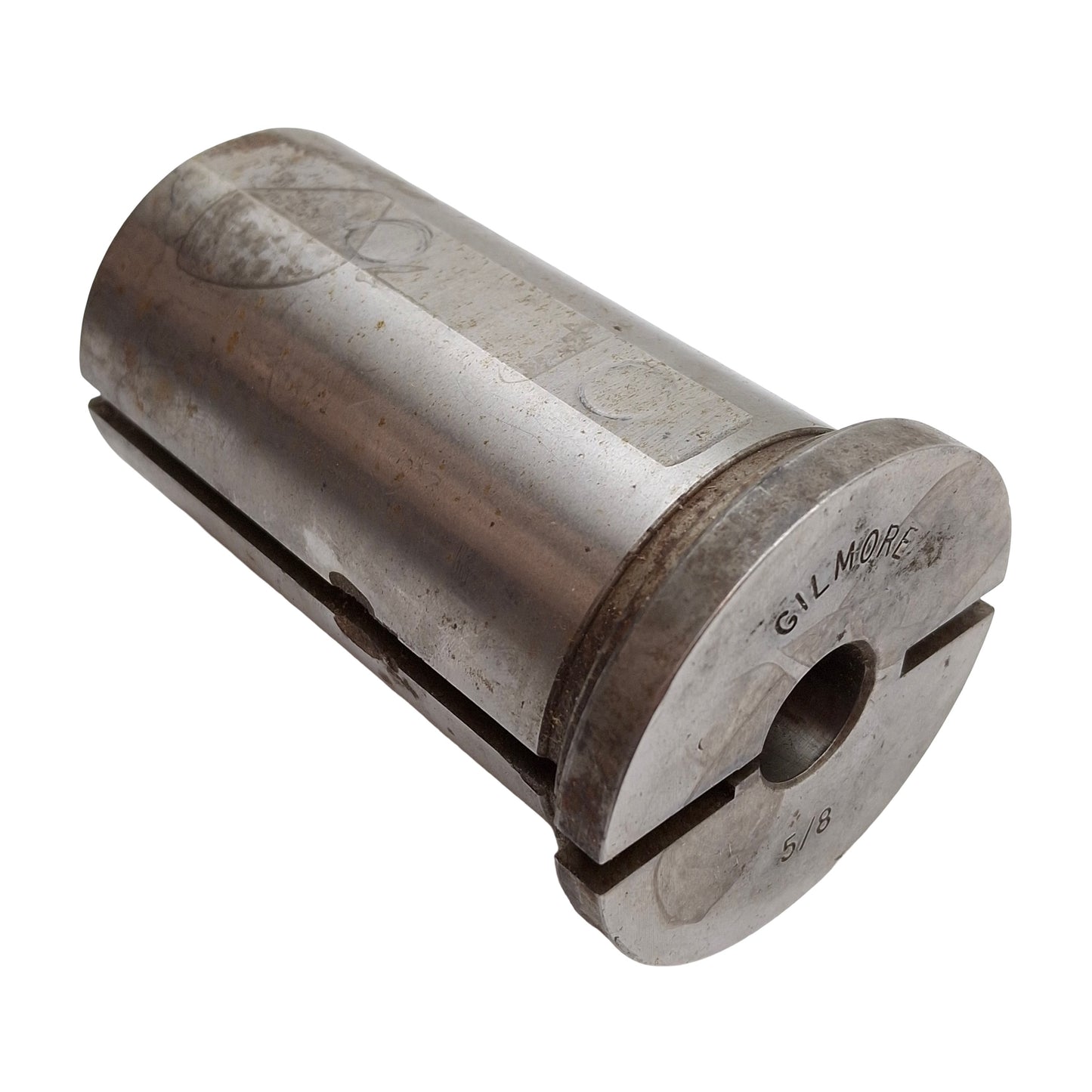 Used Gilmore Chuck Collet Reducer Sleeve, Steel, ø5/8in ID x ø2in OD, 3.9in Long