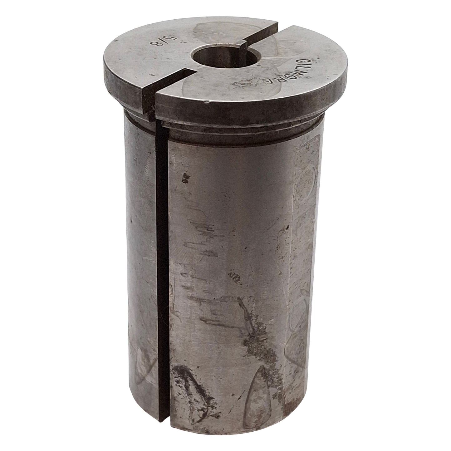 Used Gilmore Chuck Collet Reducer Sleeve, Steel, ø5/8in ID x ø2in OD, 3.9in Long