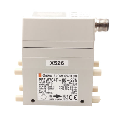 New SMC PF2W704T-00-27N-X526 Digital Flow Switch For Water, 0.5-4L/min, 12-24VDC