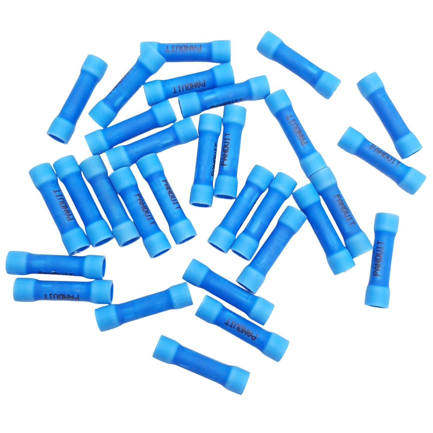 New Lot of 30 Panduit Butt Splice Connector Blue, Vinyl, 1.04in, 14AWG - 16AWG