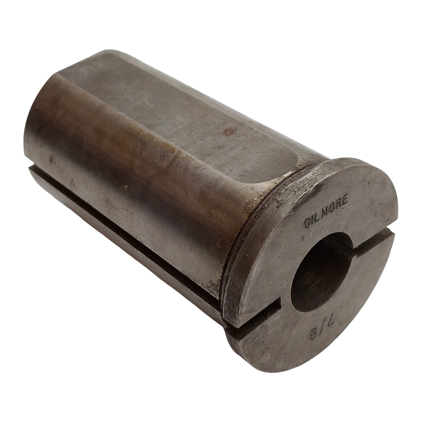Used Gilmore Chuck Collet Reducer Sleeve, Steel, ø7/8in ID x ø2in OD, 3.85in Long