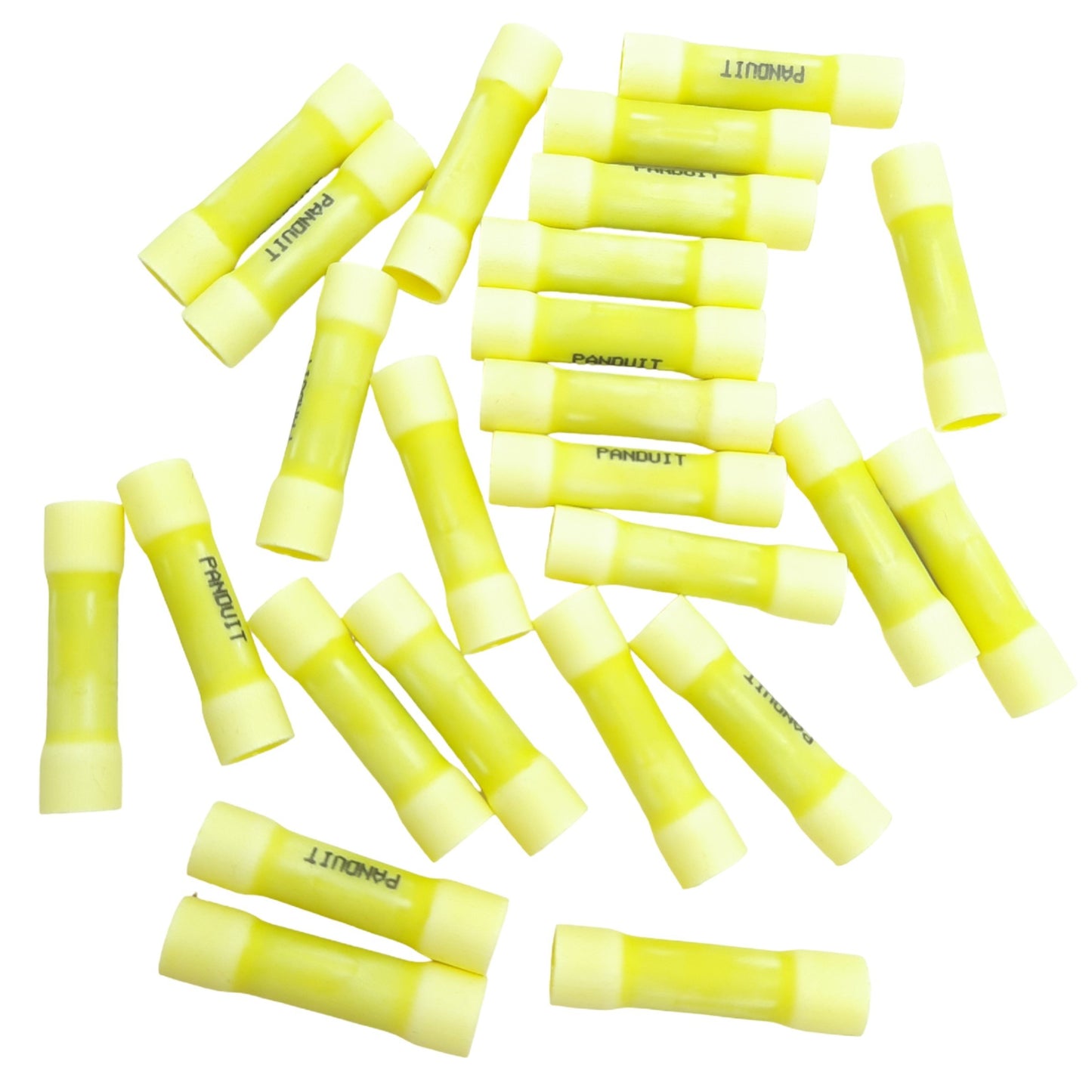 New Lot of 25 Panduit Butt Splice Connector Yellow, Vinyl, 1.17in, 10AWG - 12 AWG