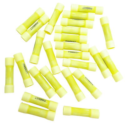 New Lot of 25 Panduit Butt Splice Connector Yellow, Vinyl, 1.17in, 10AWG - 12 AWG