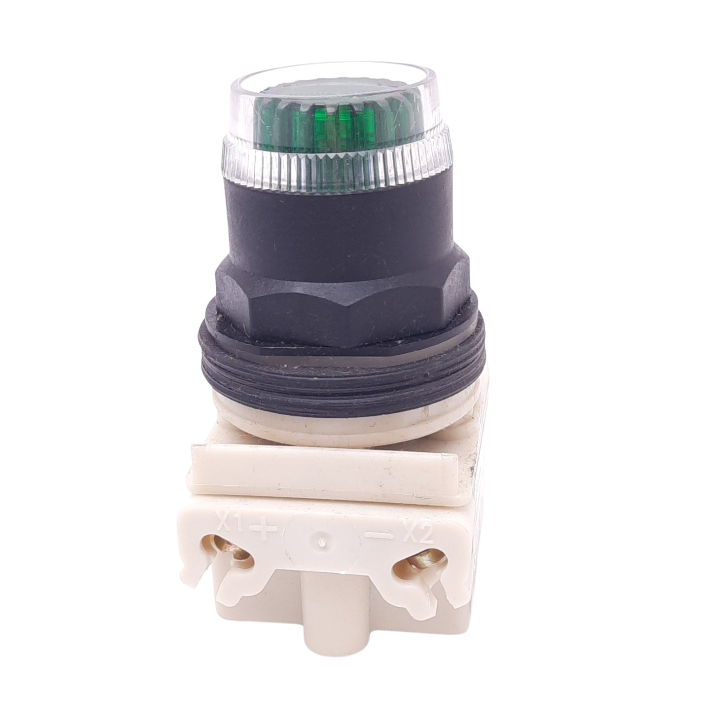 Used Square D 9001KM1 Green Illuminated Push Button, ø30mm, 110-120VAC Lamp
