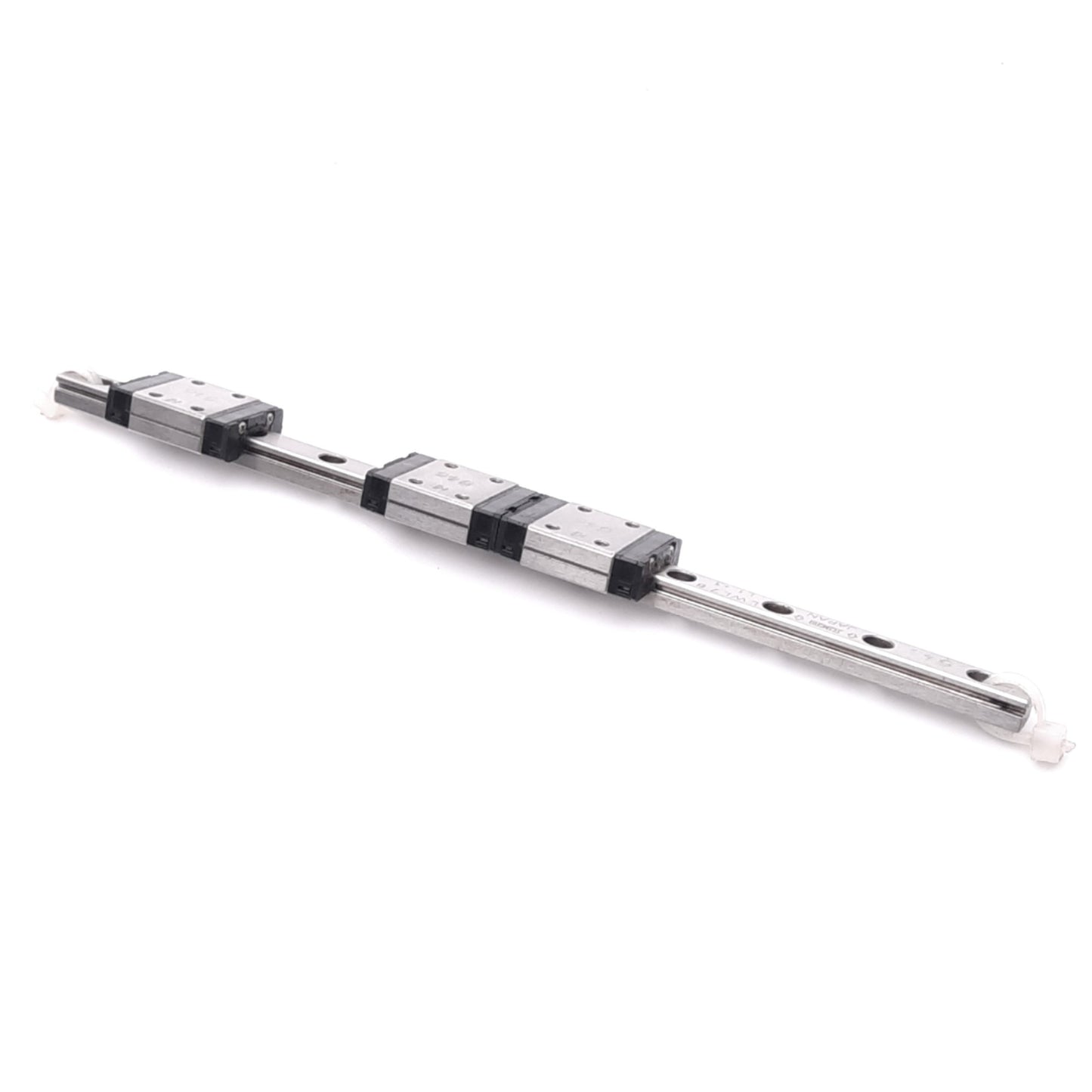 Used IKO LWL7B (3x) Miniature Linear Guide Blocks w/ 7x160mm Rail, 1890N Max Load