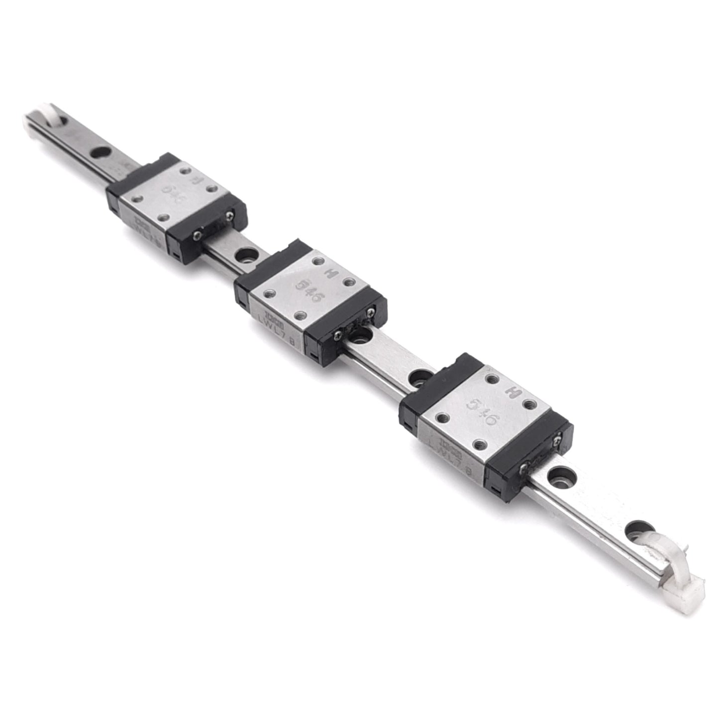 Used IKO LWL7B (3x) Miniature Linear Guide Blocks w/ 7x160mm Rail, 1890N Max Load