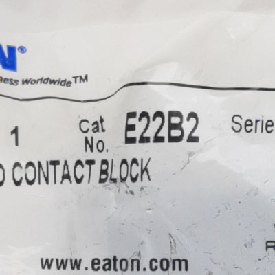 New  Eaton E22B2 Pushbutton Contact Block, 1N.O., 6A 11/120VAC, 22.5mm