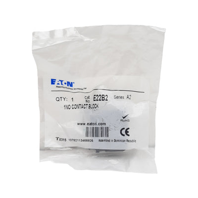 New  Eaton E22B2 Pushbutton Contact Block, 1N.O., 6A 11/120VAC, 22.5mm