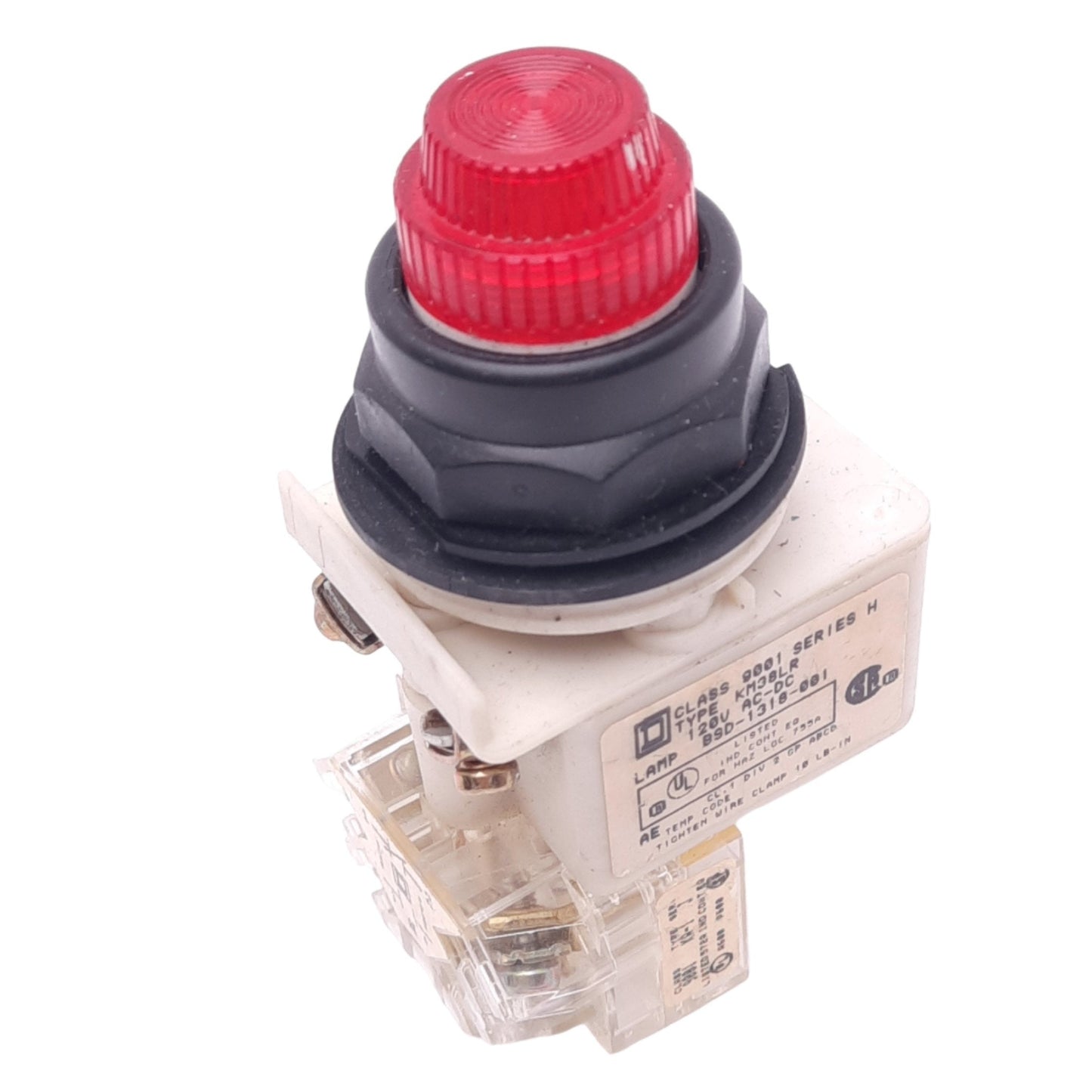 Used Square D 9001KM38LR Red Illuminated Pushbutton, ø30mm, 1NO 1NC, 600VAC 10A Max