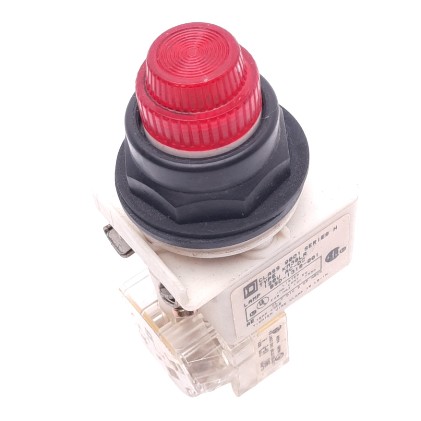 Used Square D 9001KM38LR Red Illuminated Pushbutton, ø30mm, 1 N.O., 600VAC 10A Max