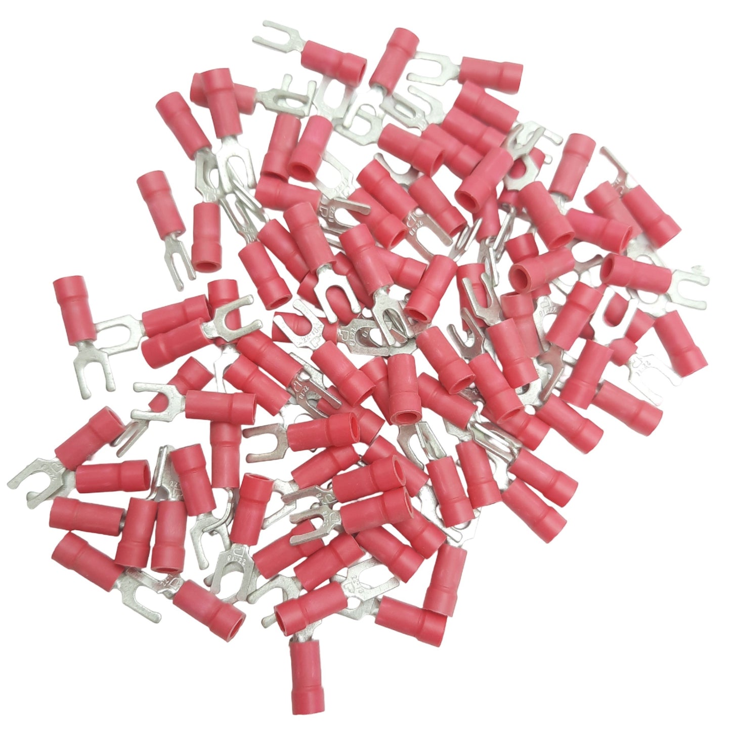 New Lot of 100 Panduit EV18-8FB Fork Terminal Vinyl, 1/8in, 3.8mm, 18AWG - 22AWG