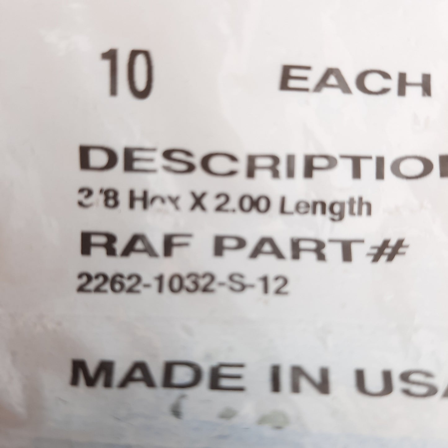 New Lot of 10 RAF Electronic Hardware 2262-1032-S-12 Hex Standoff 2in, 10-32
