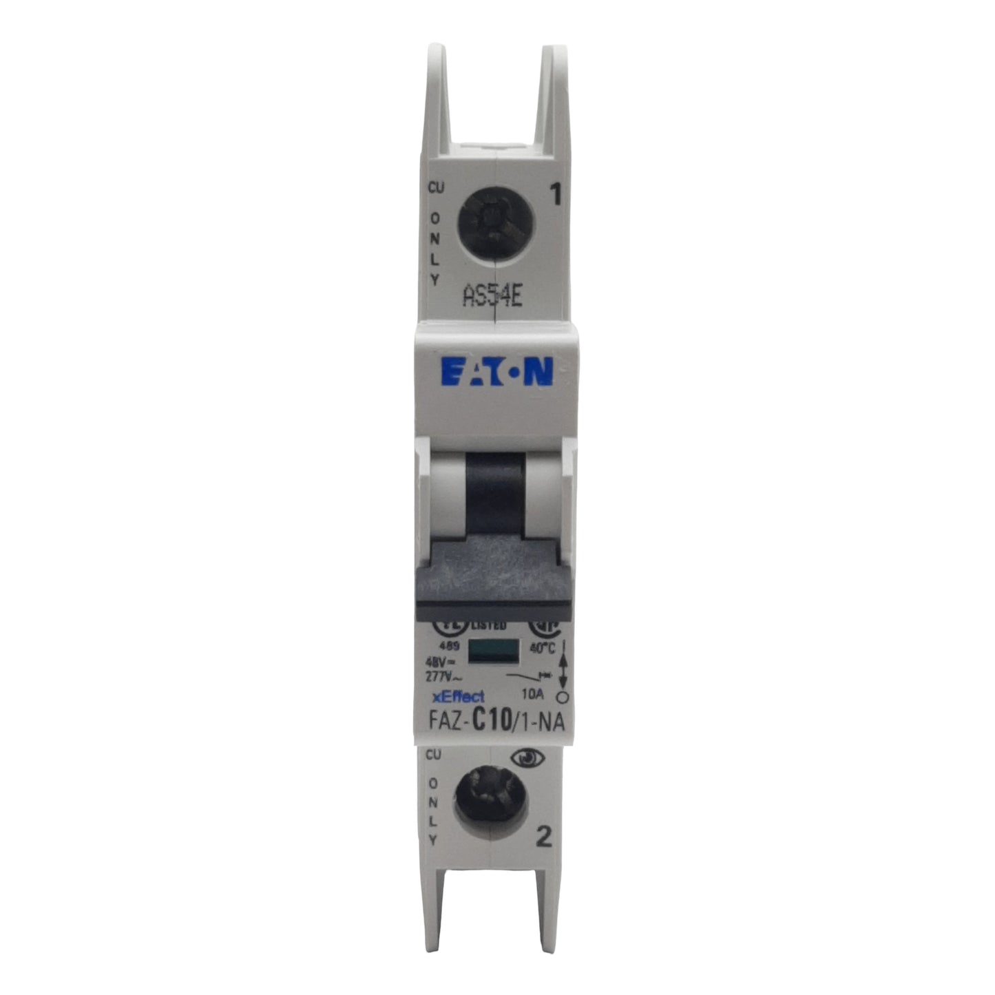 Used Eaton FAZ-C10/1-NA-SP Circuit Breaker, 1-Pole, 10A 48VDC/277VAC, DIN Rail
