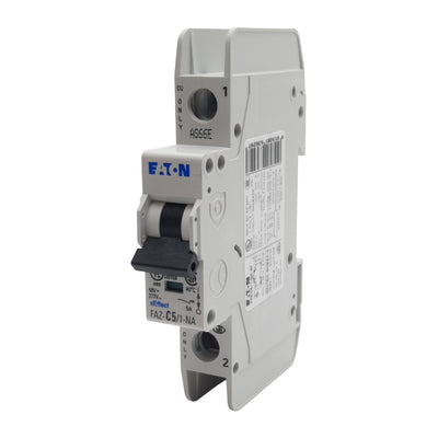 Used Eaton FAZ-C5/1-NA-SP Circuit Breaker, 1-Pole, 5A 48VDC/277VAC, DIN Rail