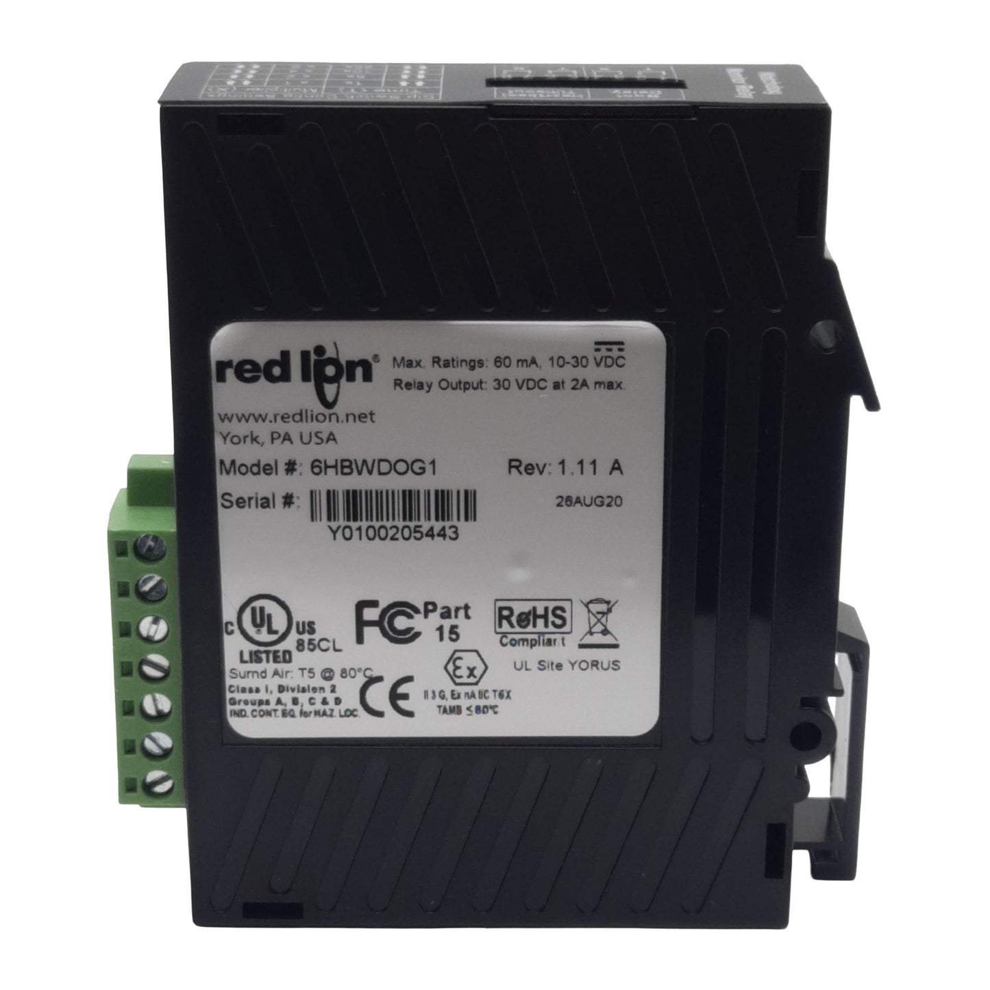 New Red Lion 6HBWDOG1 Watchdog Relay, 10-30VDC Heartbeat In, SPDT, 2A 30VDC Out
