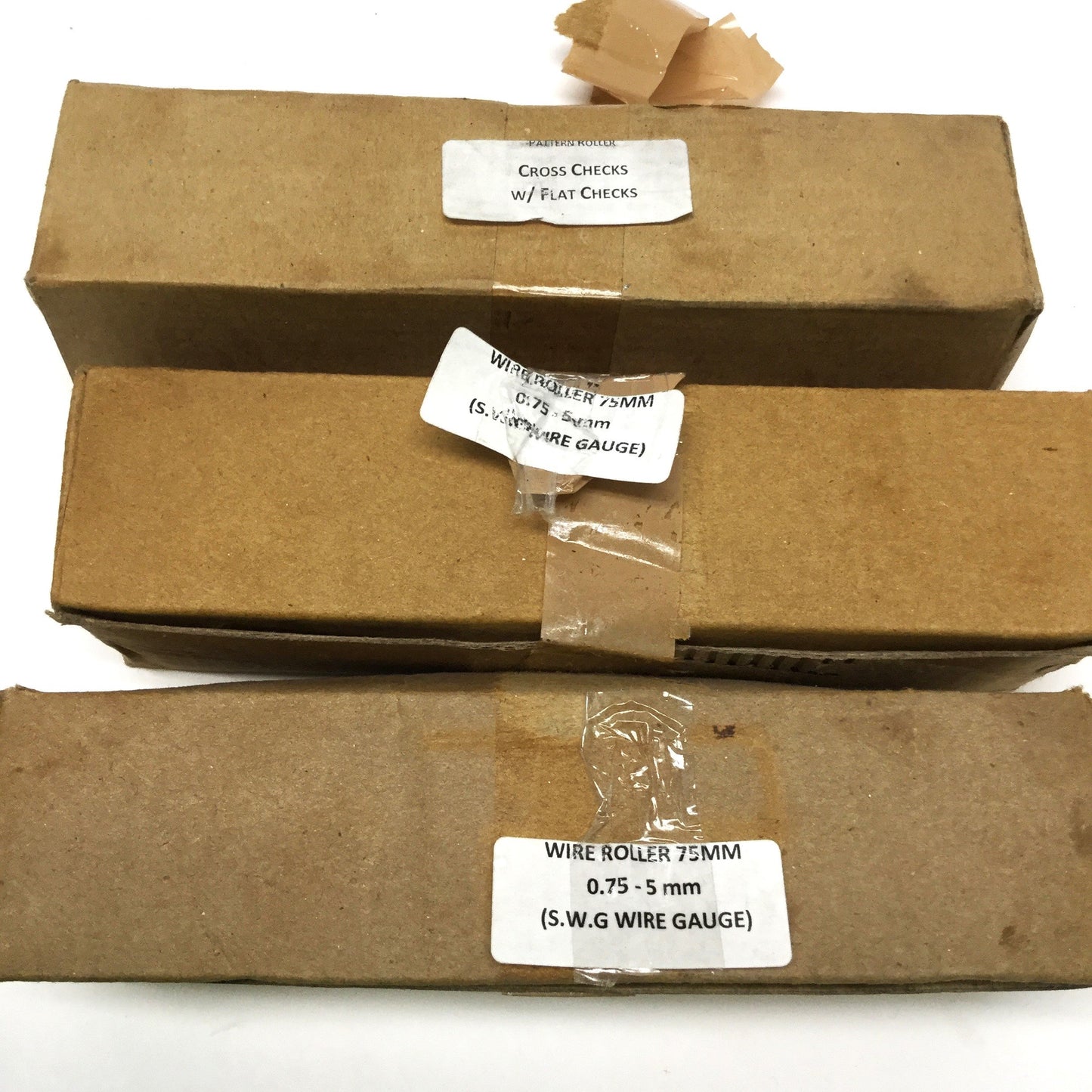 New Spare Rolling Mill 75mm Rollers Wire Set ( 0.75-5mm) & Cross/Flat Check Pattern