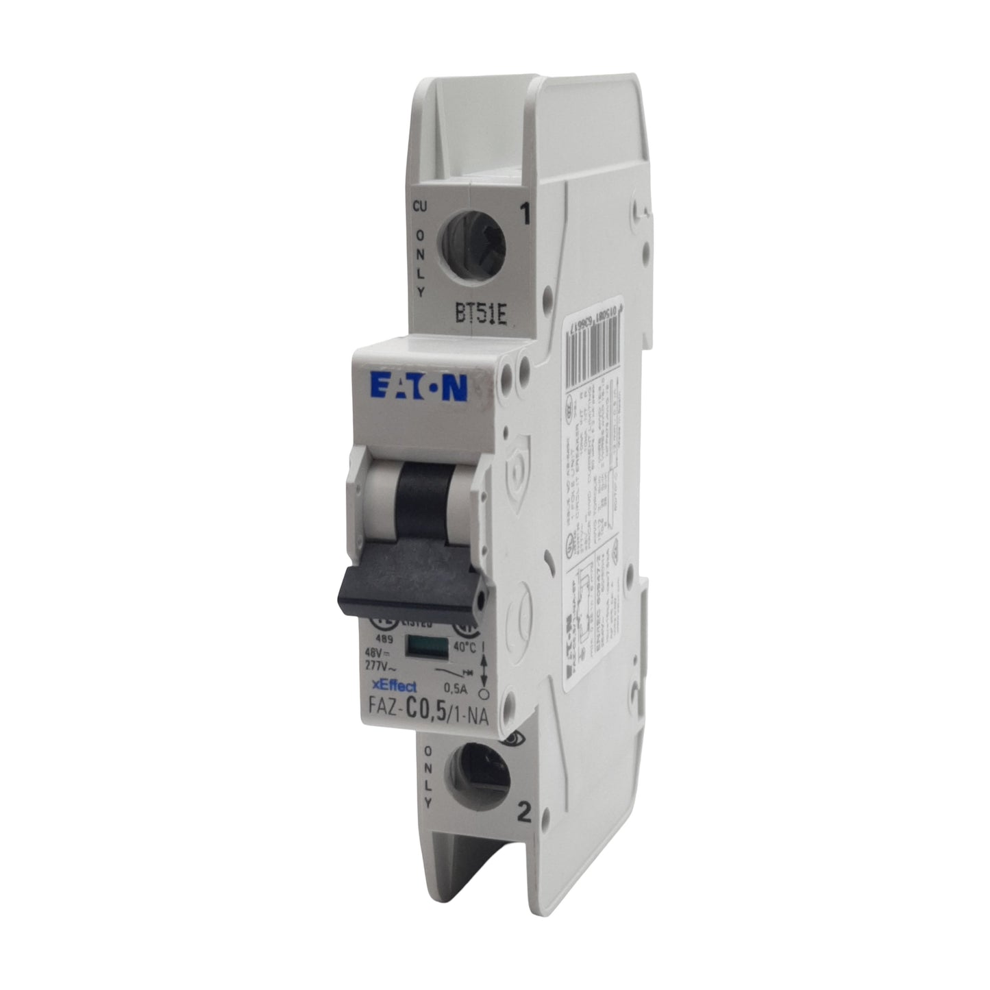 Used Eaton FAZ-C0.5/1-NA-SP Circuit Breaker, 1-Pole, 0.5A 48VDC/277VAC, DIN Rail