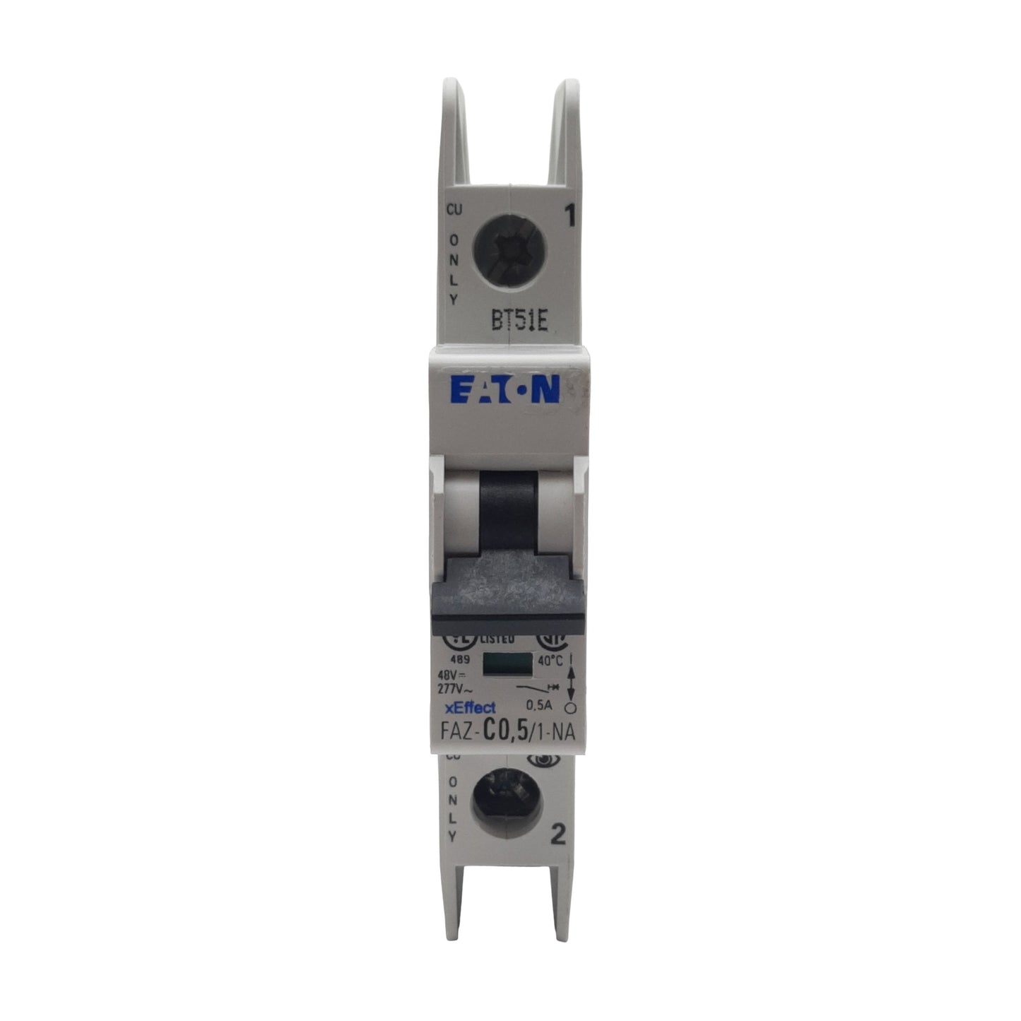Used Eaton FAZ-C0.5/1-NA-SP Circuit Breaker, 1-Pole, 0.5A 48VDC/277VAC, DIN Rail