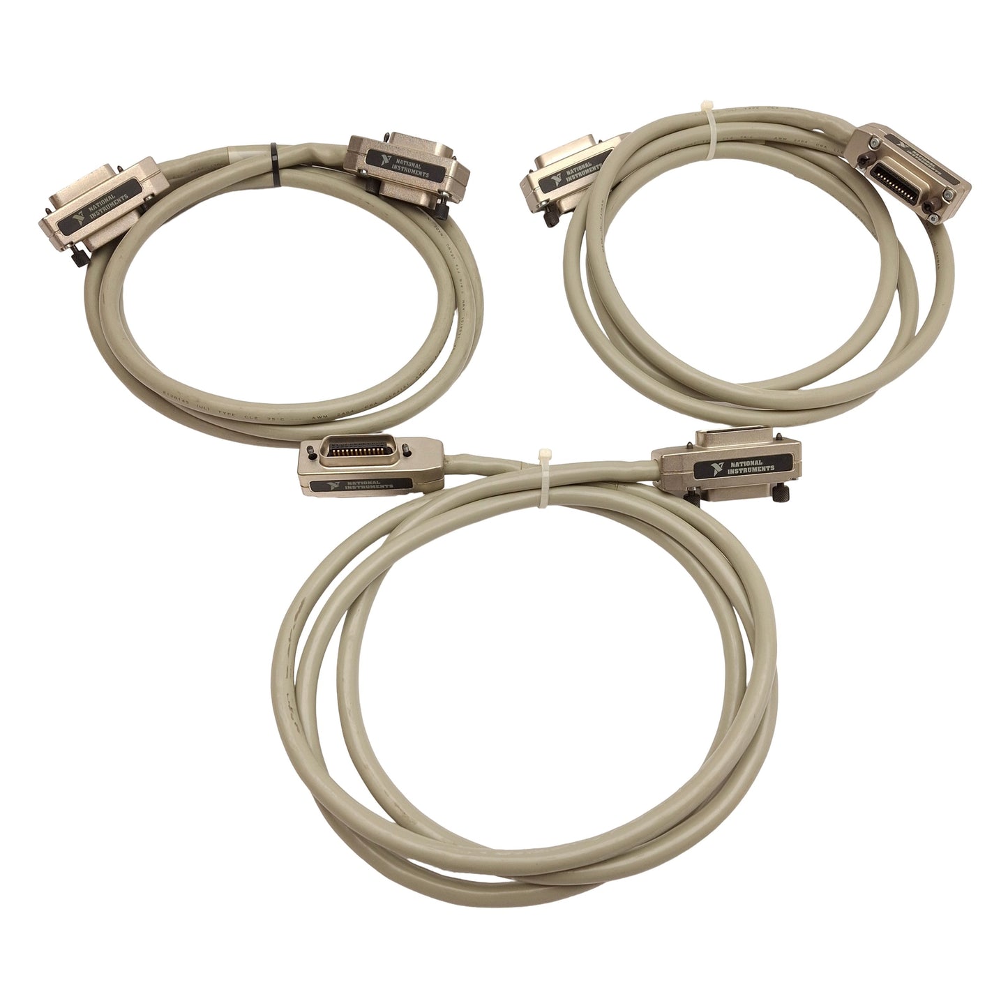 Used Lot of 3 National Instruments 763061-02 Rev C GPIB Cable Assembly, 24-Pin, 2m