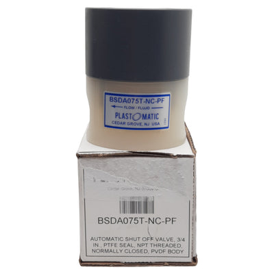 New Plastomatic BSDA075T-NC-PF Shut-Off Valve 3/4in x 3/4in NPT, 100psi Max