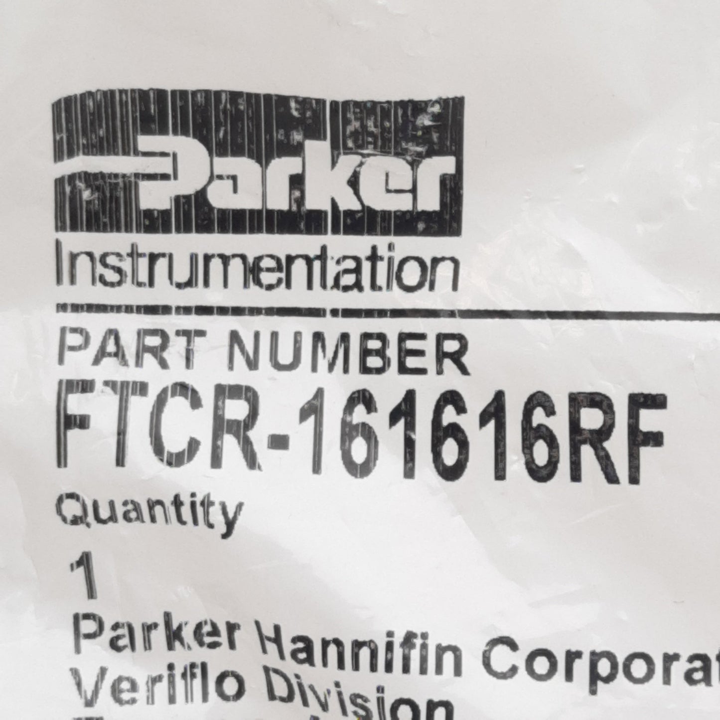 New Parker FTCR-161616RF Tee PFA Tube Fitting, ø1in x ø1in x ø1in Tube, 125psig