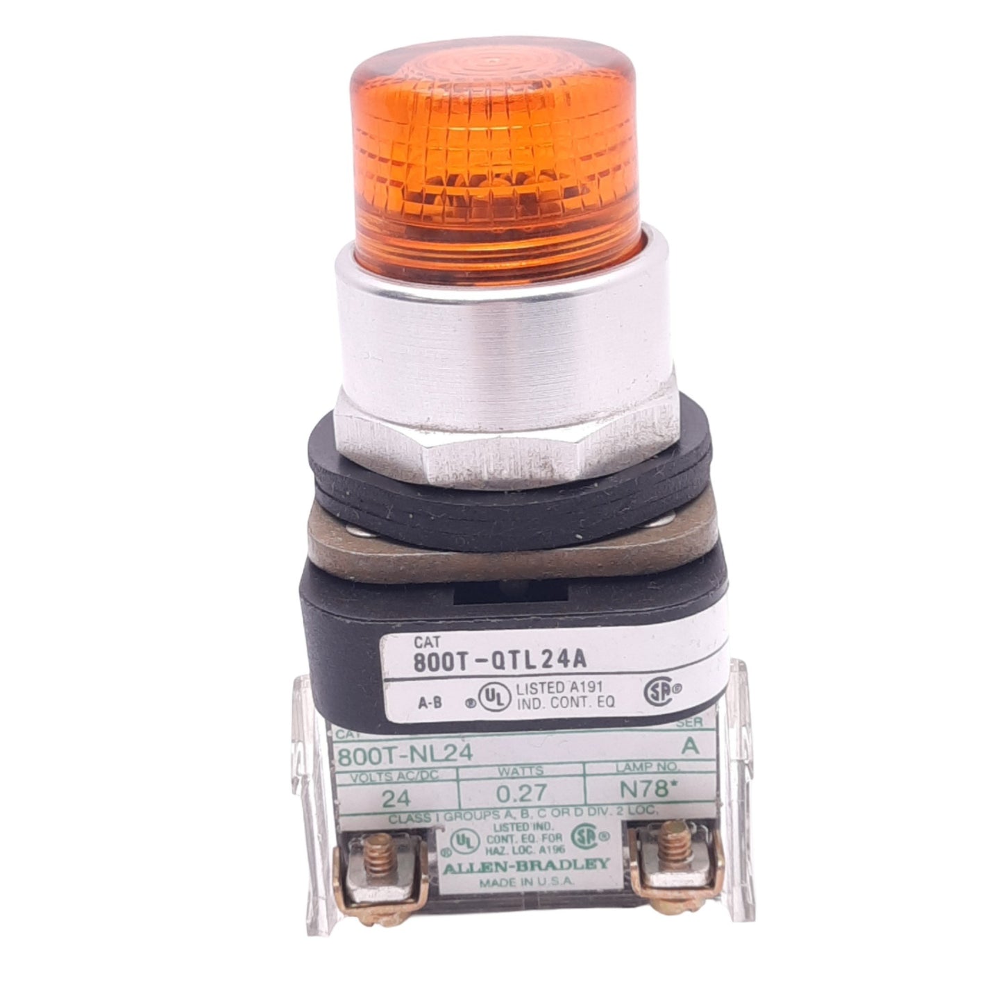 Used Allen Bradley 800T-QTL24A Illuminated Pushbutton, ø30mm, 1NO 1NC, 600V 10A Max