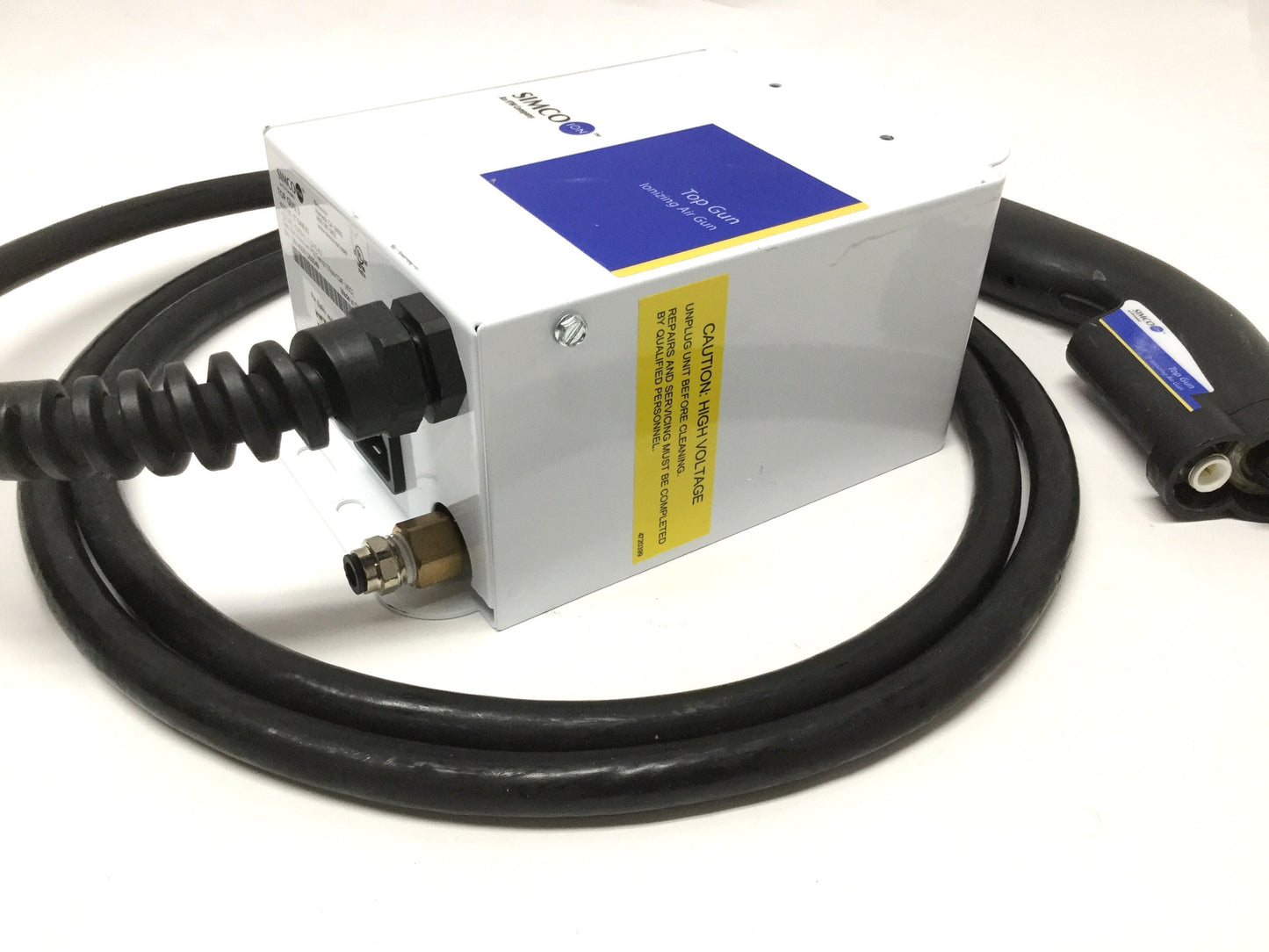 Used Simco Top Gun 3 4005105 Air Ionizer, 120VAC, 100psi, 7ft Cable/Hose, 7.4scfm