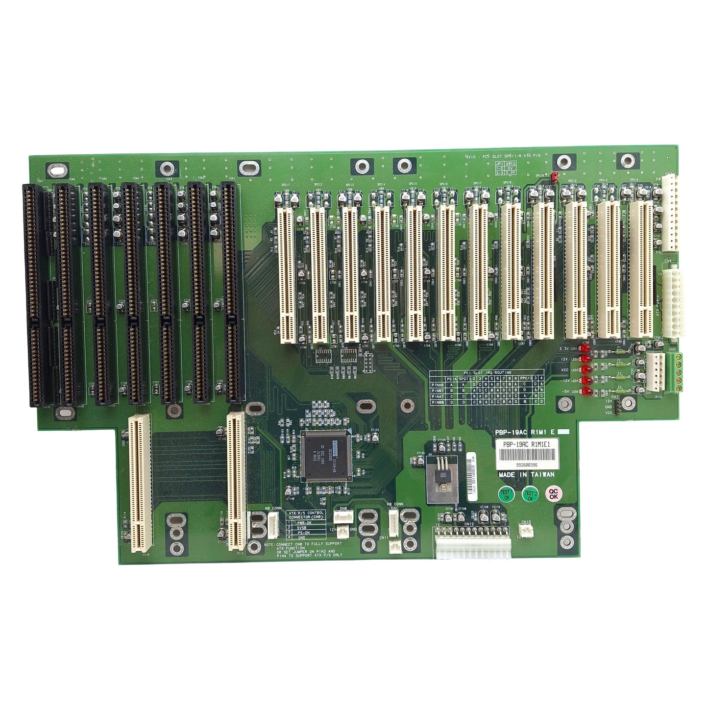 Used Portwell PBP-19AC-R1M1E1 ATX Motherboard/Backplane, 19-Slot, 12x PCI, 7x ISA