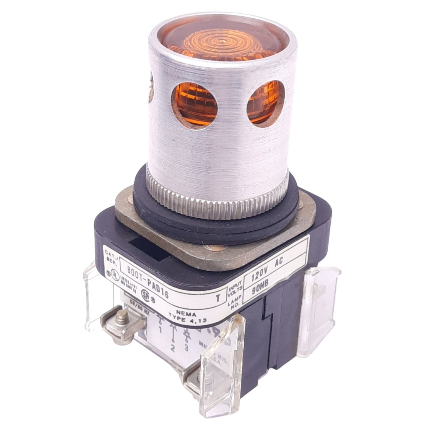 Used Allen Bradley 800T-PAD16 Amber Illuminated Pushbutton, ø30mm, 1NO 1NC, 600V 10A