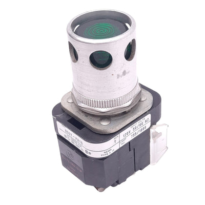 Used Allen Bradley 800T-PA16 Green Illuminated Pushbutton, ø30mm, 1NO 1NC, 600VAC 10A