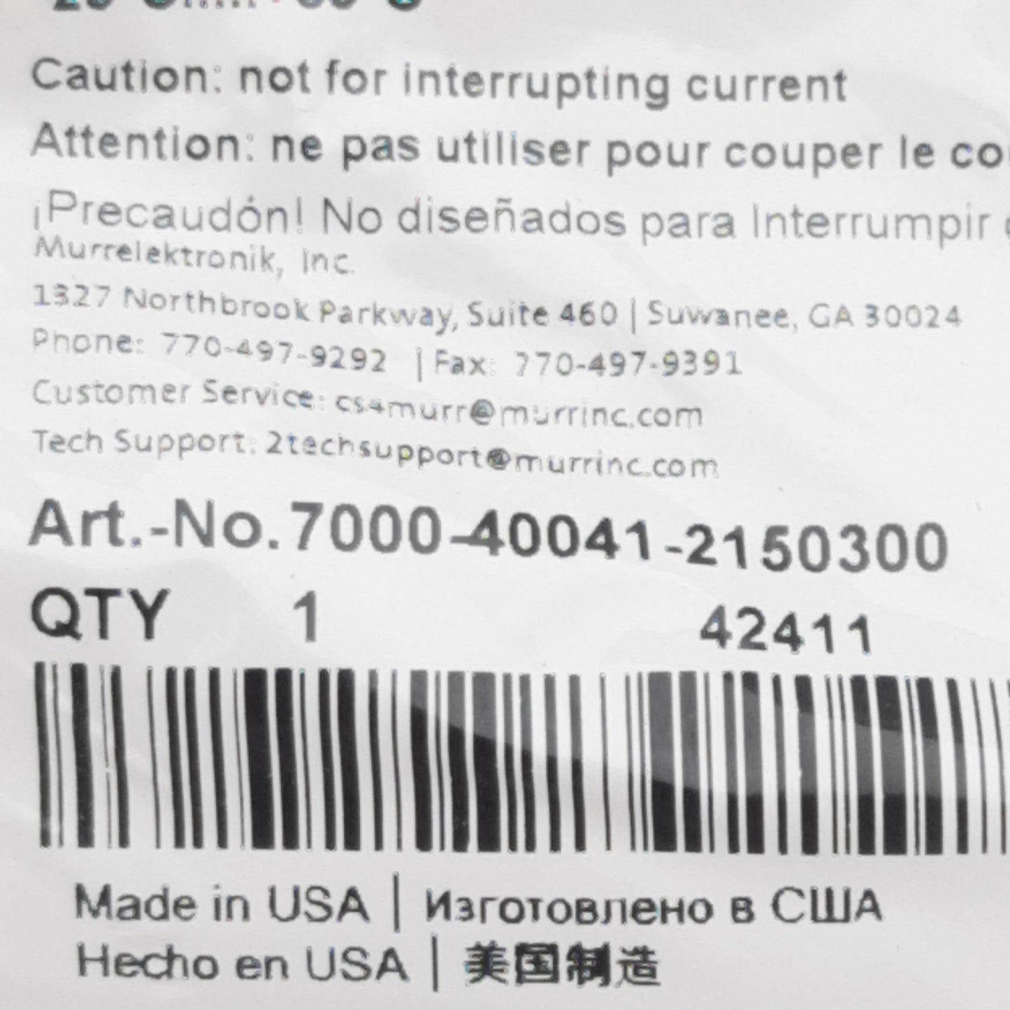 New Murrelektronik 7000-40041-2150300 Cordset, 5P M12 Male to Female, 4A 125VAC, 3m