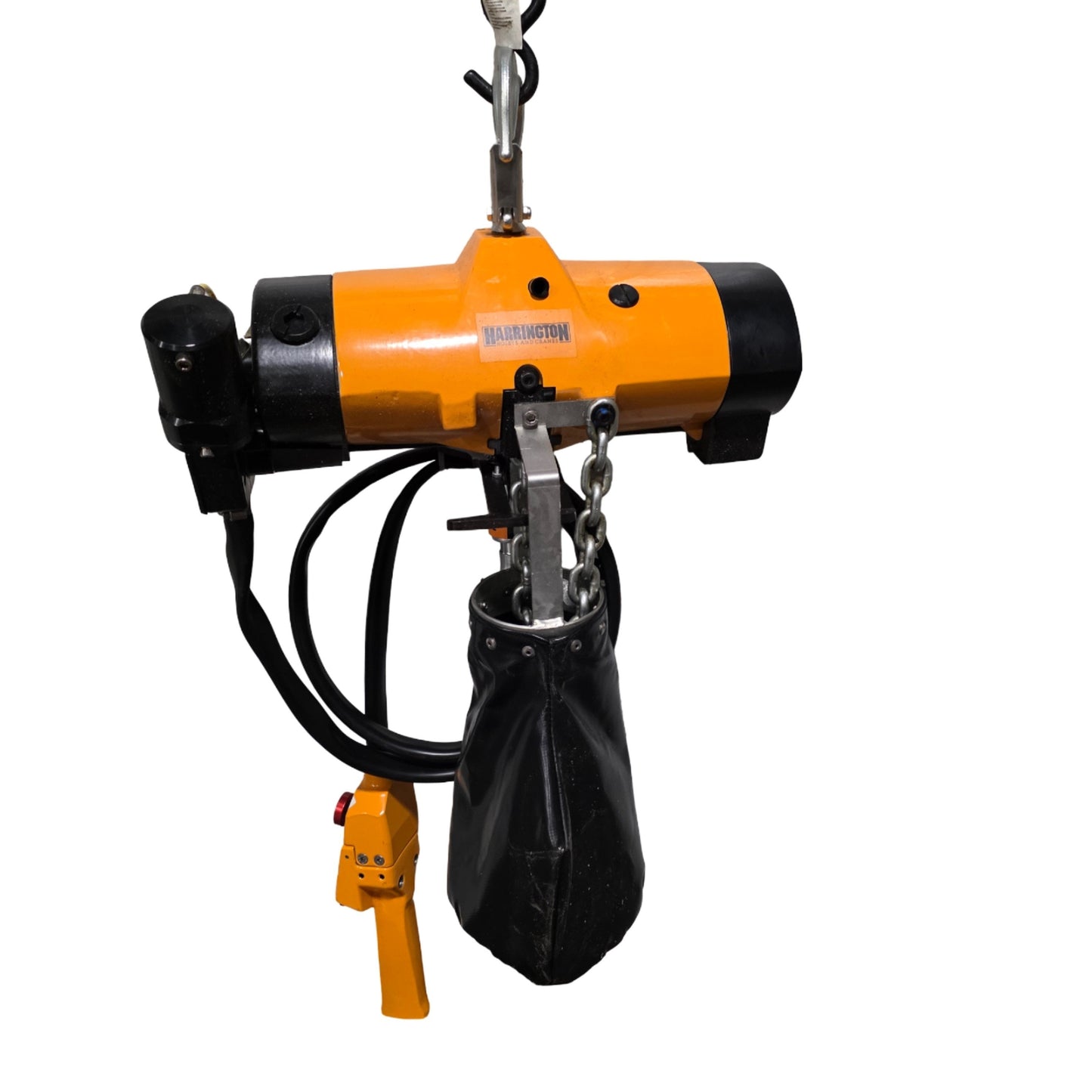 Used Harrington AL005P 1/2 Ton Spark Resistant Air Hoist 10Ft Lift 6Ft Pendant 90PSI