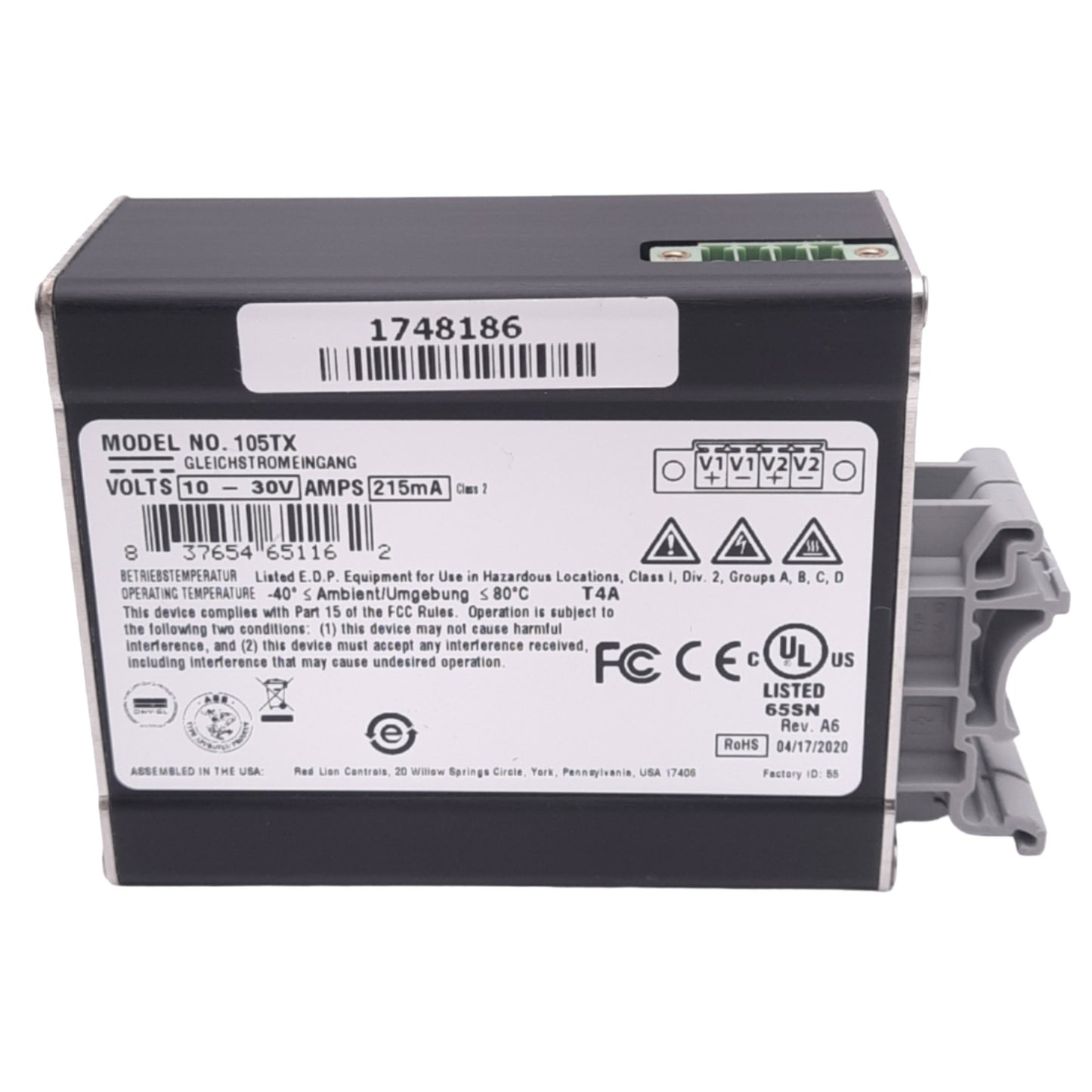 Used N-Tron 105TX Ethernet Switch, 5-Port RJ45, 10-30VDC, DIN Rail, 1.0Gb/s Max