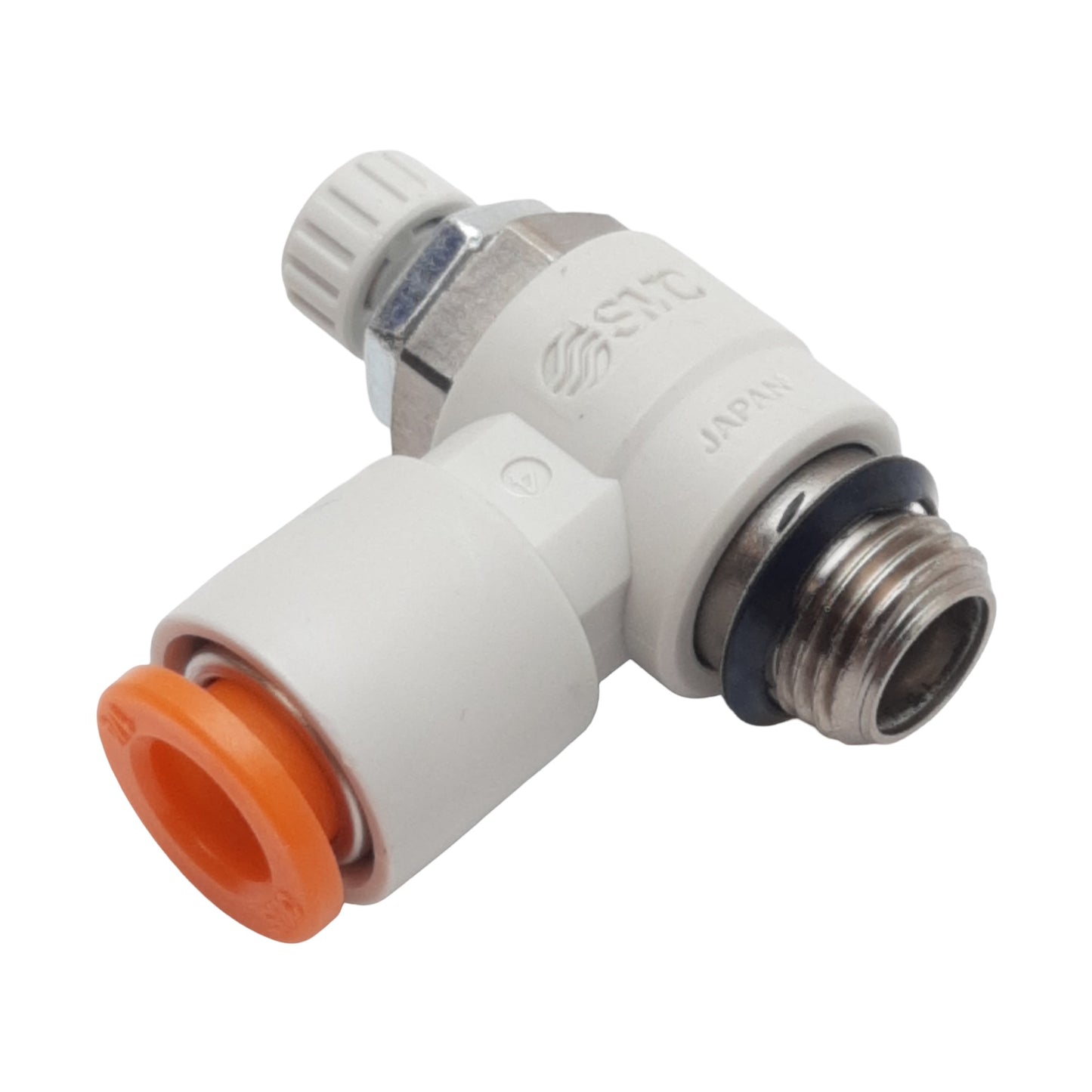 New Lot of 2 SMC AS2201F-U01-07 Flow Control Elbow Fitting, 1/8in Uni x 1/4in Tube